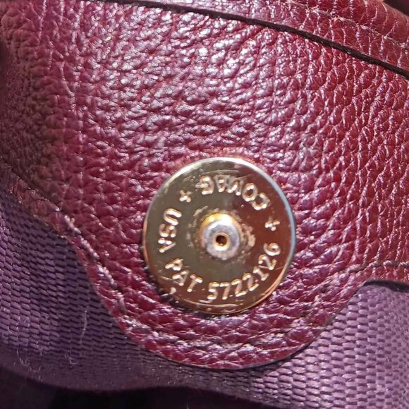 Coach Edie Haircalf Large Shoulder Bag In Oxblood/Gold - Picture 8 of 8